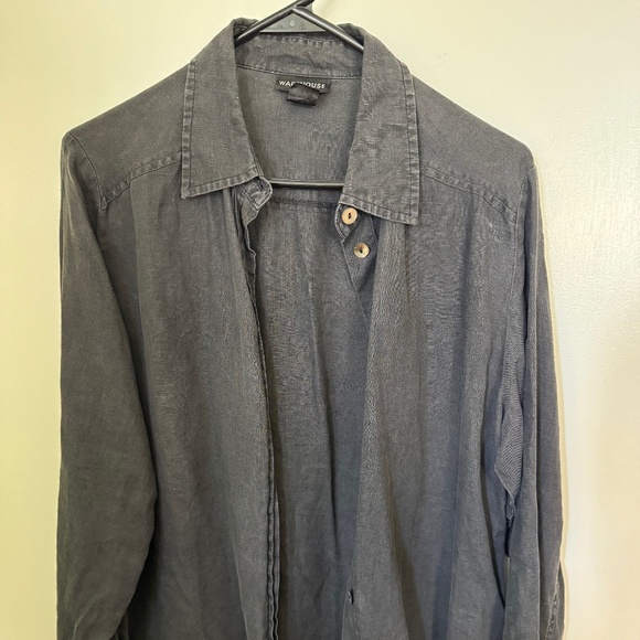 Black Warehouse linen long sleeved blouse - US Size 6 - Picture 1 of 3